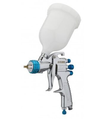CONJUNTO PISTOLA RETOQUE Y VASO DE ALUMINIO DEVILBISS SLG-SGM